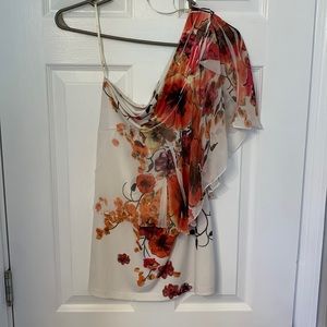 One shoulder dressy flower top